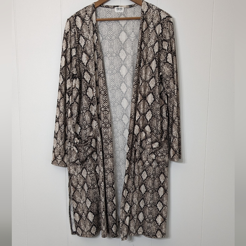 Long soft one size animal print cardigan